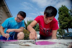 Seniors Ricky Liu (left) and Tony Liao (right) worked very hard on making bench building a success. PC: Jessica Phan  