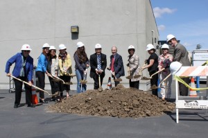 Participants at the groundbreaking ceremony used golden shoves donated by Allen Construction, JLM Inc., and Rodan Builders. (Photo: Shayna Kapadia). 