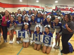 Irvington cheer poses after autoqual to nationals and winning first place at their competition (Photo: Marlene Gladstone). 