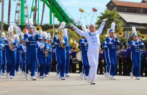 Irvington Varsity Band, led by Justine Du (12), performs in front of the Boardwalk. (Photo: Manbir Ghuman)