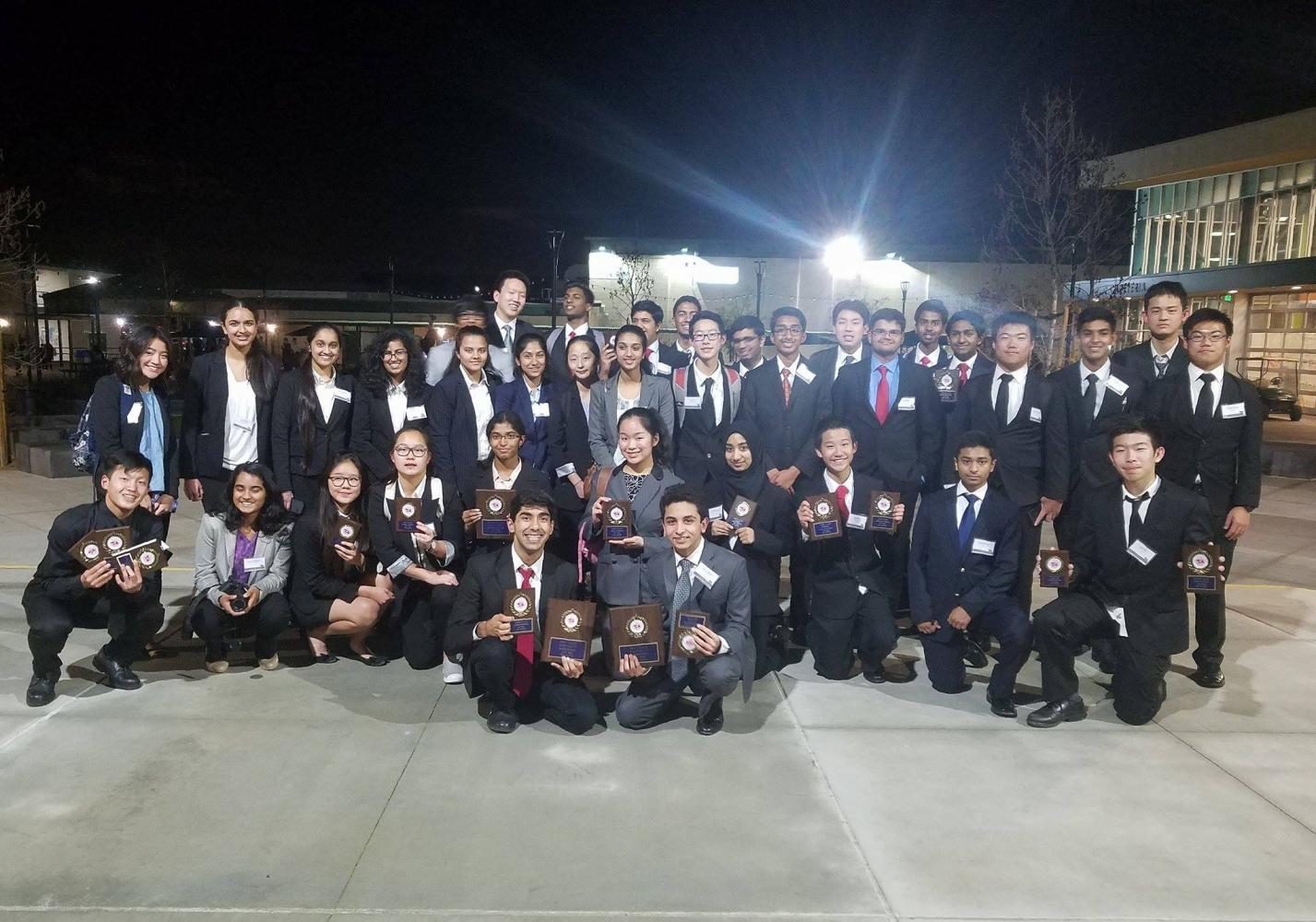 Irvington FBLA members show off their abundance of awards.