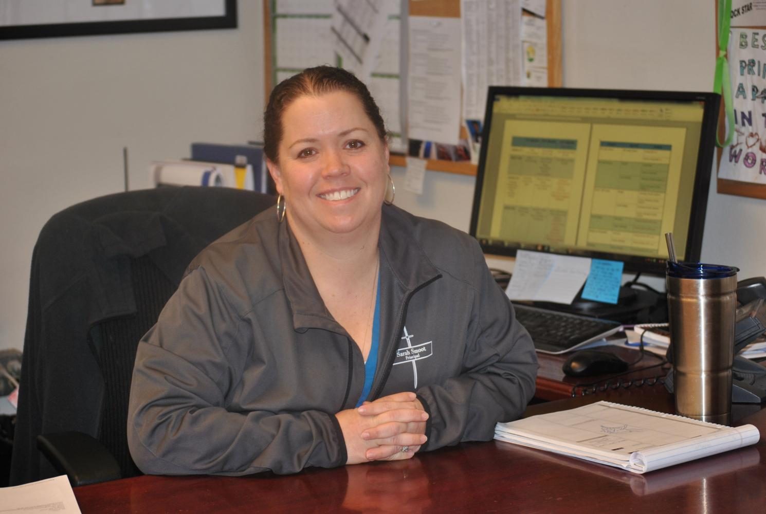 Irvington High Schools principal, Mrs. Barrious, gets ready for the start of her busy day. 