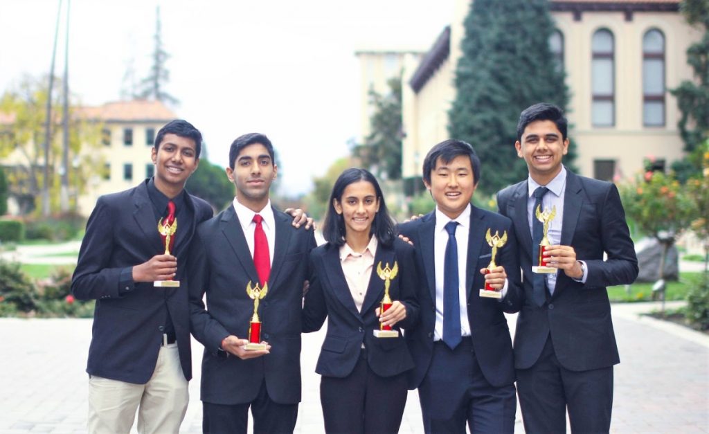 Left to right: Sampreeth Moturi (12) and Rachit Pareek (11) as well as William Yoo (11) and Rishabh Meswani (12) were octo finalists in Parliamentary Open, meaning that they placed in the top 16. Akanksha Jain (12) was also an octofinalist in Lincoln-Douglas Open.