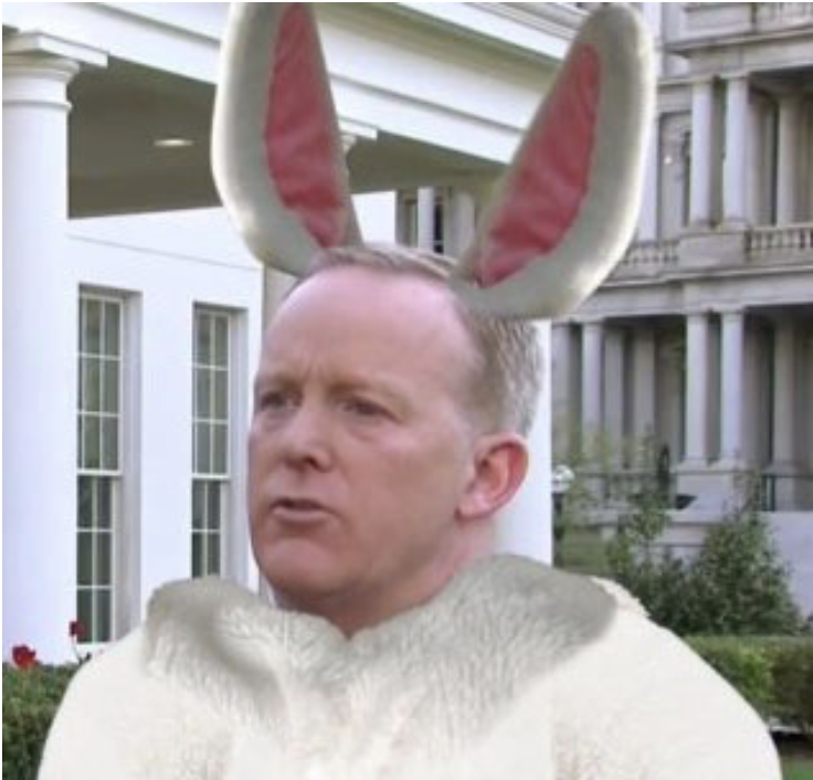 Spicer+is+often+found+mining+for+coal+in+his+easter+bunny+outfit.