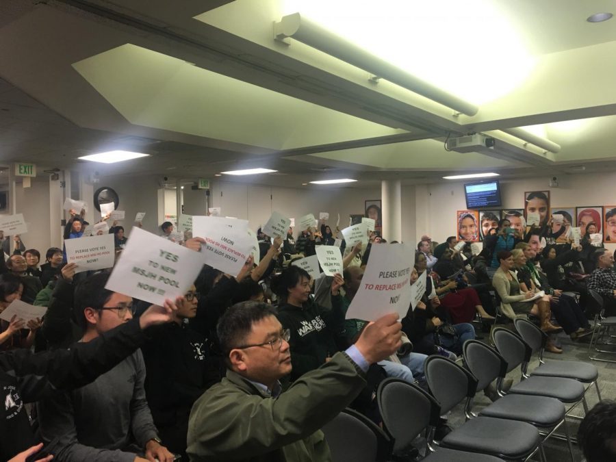 Over 50 students and parents from Mission San Jose attended the Board meeting in support for a replacement pool at Mission San Jose.