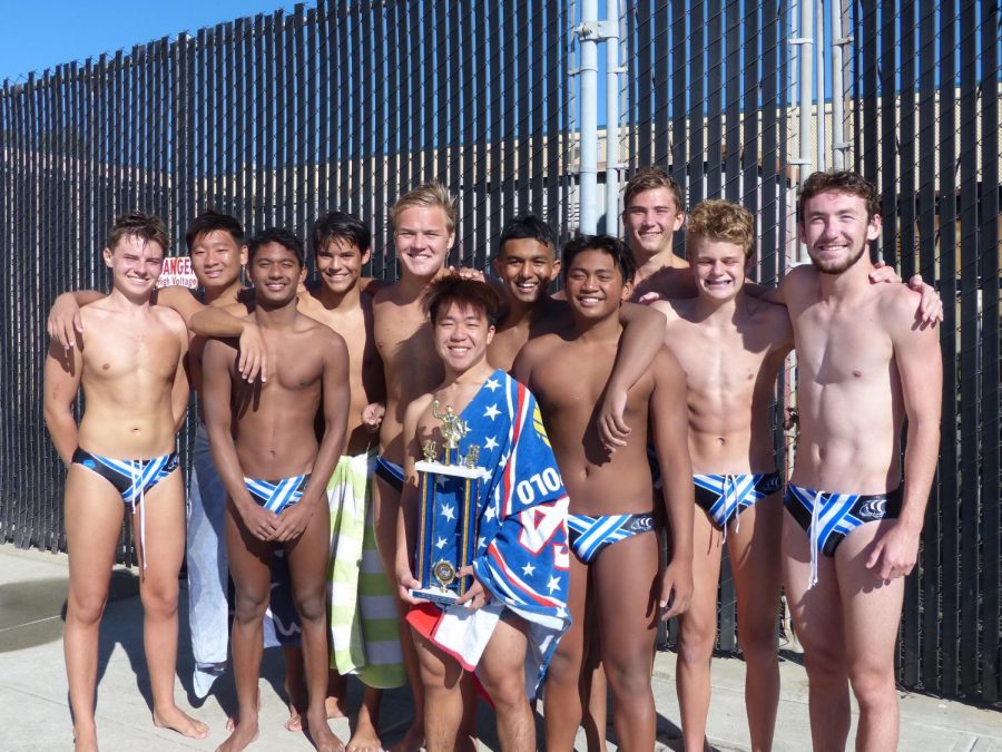  Irvington Boys Varsity water polo poses after winning second place at the Newark Memorial Tournament.