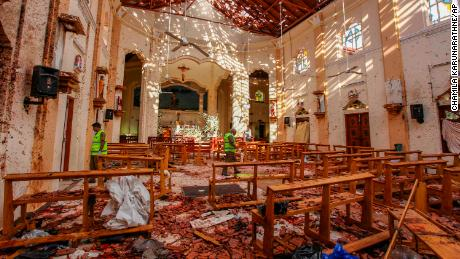 St.Sebastian church in ruins after the Easter Sunday bombings in Sri Lanka