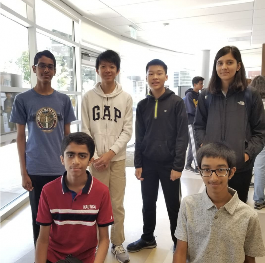 Quiz Bowl score a 6-4 win-loss record at Bay Area Fall Novice tournament. (Top row from left: Ambareesh S., Kaiwen X., Vincent W., Harnoor N. Bottom row from left: Amanvir P., Ayush P.)
Picture credit: Irvington Quiz Bowl
