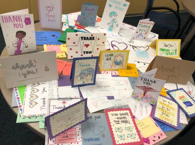 Irvington LEO Club made 260 cards, and they are currently the winning school. Cards for the other schools are in the process of being counted.