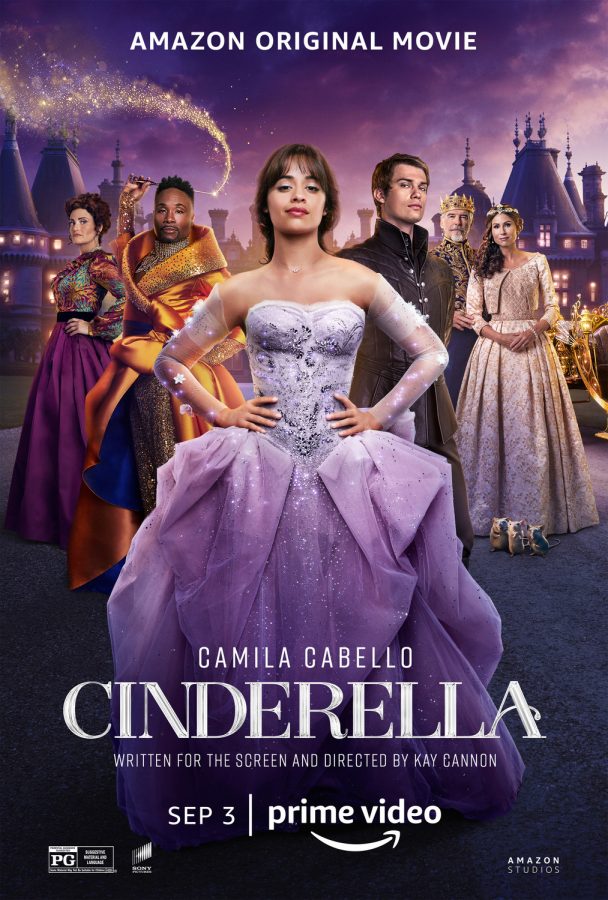 Cinderella+promotional+picture%2C+featuring+Idina+Menzel%2C+Billy+Porter%2C+Camila+Cabello%2C+Nicholas+Galitzine%2C+Pierce+Brosnan%2C+and+Minnie+Driver+%28from+left+to+right%29