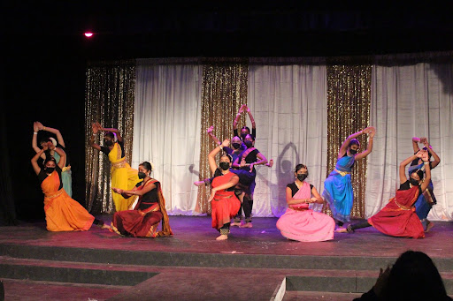 Irvington Natya (Indian classical dance team) performs at Dil Se during the night show in cultural attire.