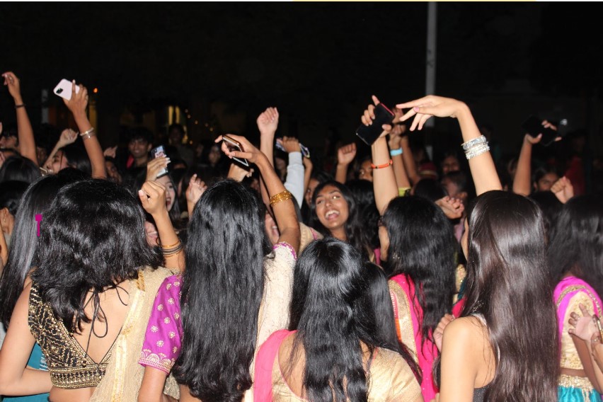 Students dancing in the mosh pit at Bollywood Night 