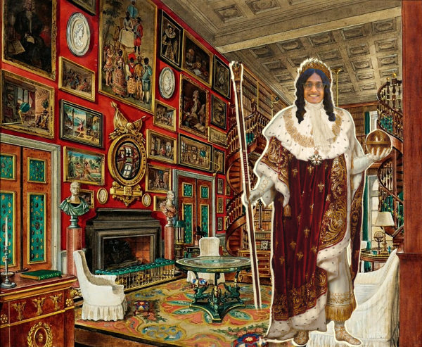 Dipen stands proudly in his amazing regal maximalist room. (Dipen’s height is NOT to scale.)
