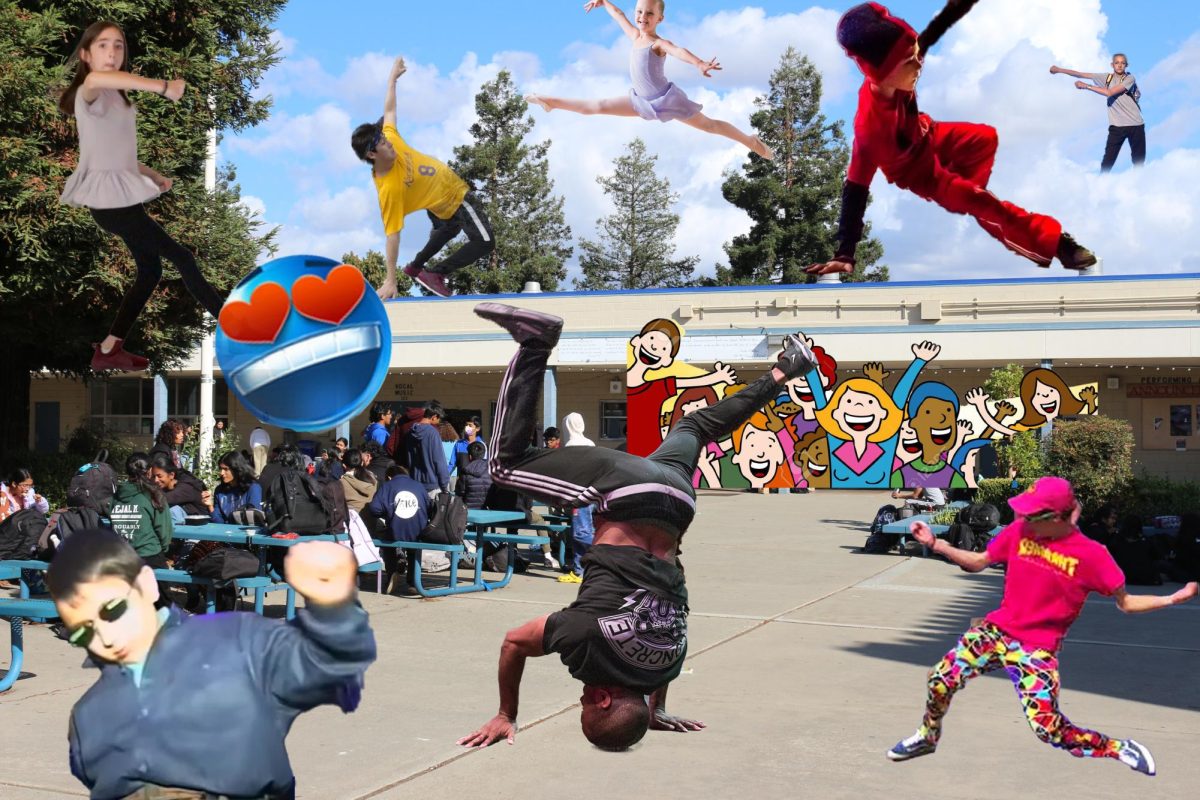 Irvington students dance battling it out in the courtyard to the cheers of their peers.