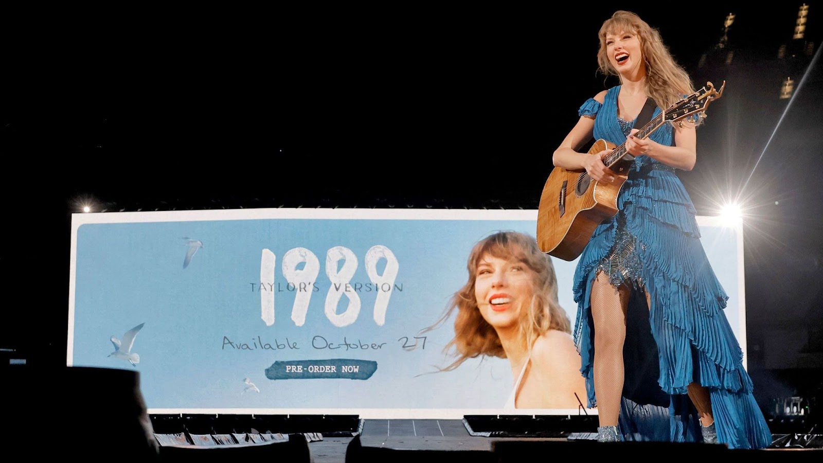  Taylor Swift announces the release of 1989 (Taylor’s Version) during the Los Angeles leg of the Eras Tour to hundreds of anticipating fans. 
