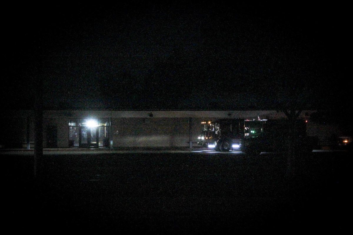 A firetruck on the scene at Irvington High School at around 7:30 p.m. on October 3. (Image is enhanced for clarity by Suhani Ahuja.)