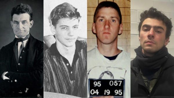 Left to right: John Brown, Theodore Kaczynski, Timothy McVeigh, Luigi Mangione. 
Some instances of political violence seem (in hindsight) to be justified, but others seem like irredeemable acts of terrorism. But you can’t choose what kind of violence occurs, and it’s hard to stop a violent cycle once it’s already set in motion.