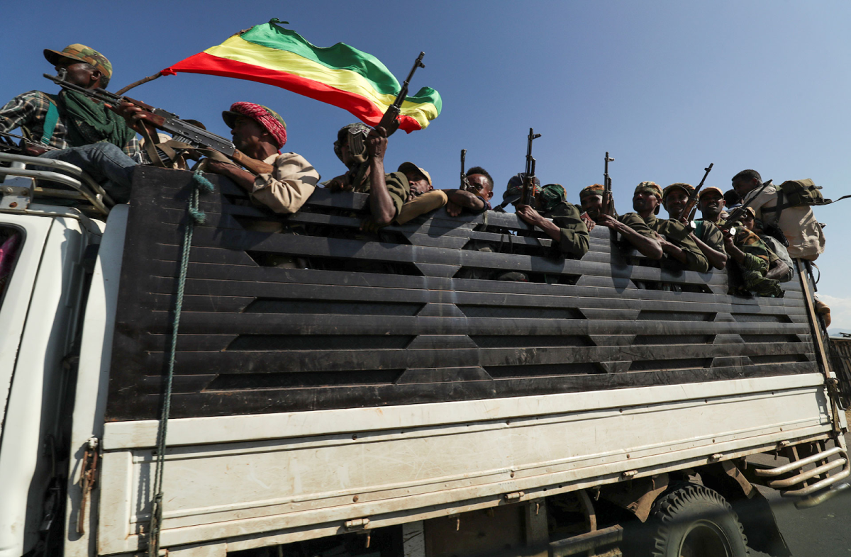 Fighters from neighboring regions join the battle against the TPLF (Reuters)
