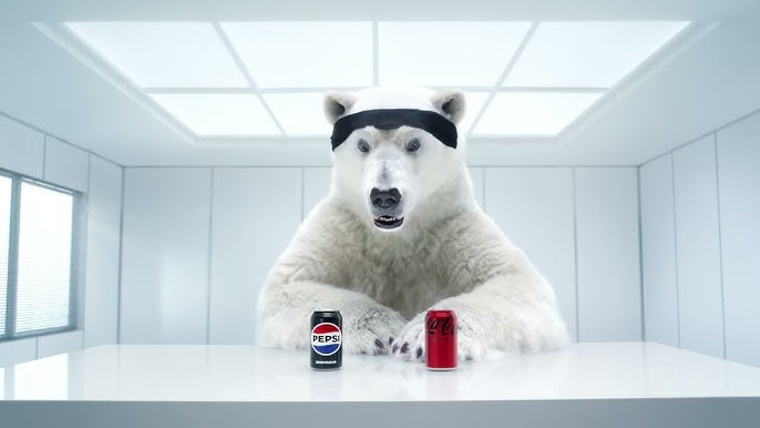 Coca-Cola’s mascot, a polar bear, picks Pepsi over Coke. (Pepsi)