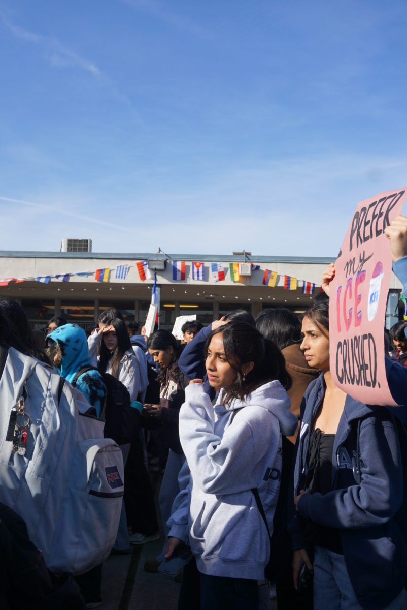 Students gathered in the courtyard for the first few minutes of the protest.