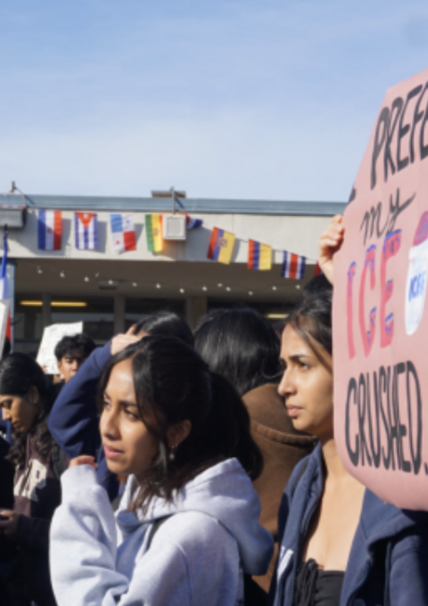 Students carried posters and signs during the rally. 