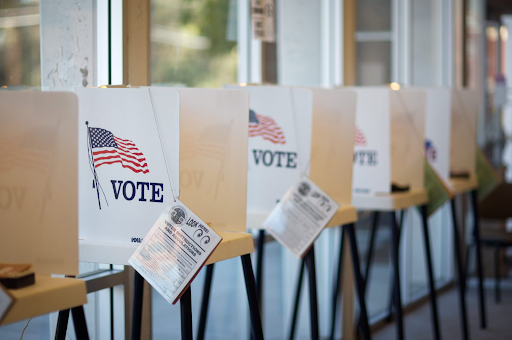 The voting and polling booths for the United States election where voters submit their ballots in private.