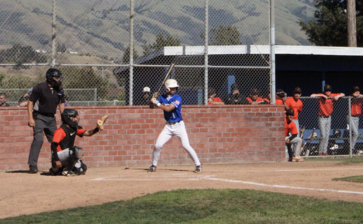 Wesley Ren (12) steps up to the base ready to hit
